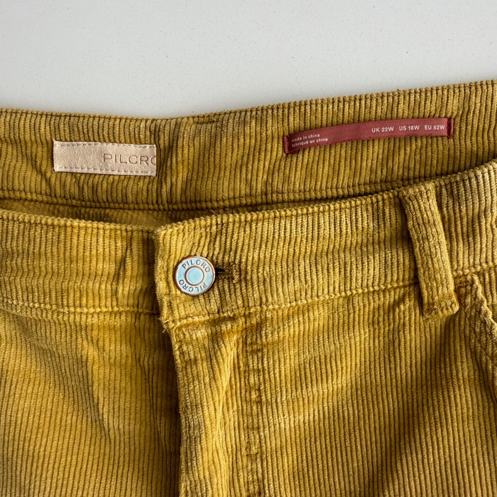 Anthropologie Pilcro The Yaya Midrise Cotton Blend Corduroy Gold Crop Pants 18W - Picture 6 of 12